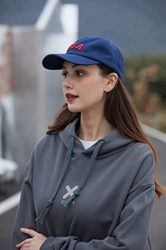 Adult Baseball Cap Vintage Washed Distressed Cotton 100% Dad Hat Adjustable For Men And Women (Navy Blue) #TOP5