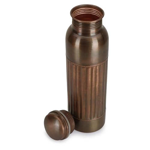 FURNISHFUL FINESSE 32 Oz Copper Water Bottle for Drinking 1000 ml Ayurvedic Pure Copper Vessel with Carry Bag - Image 3