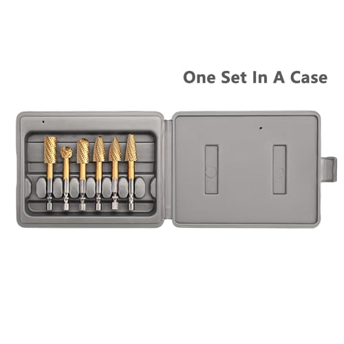 Image of 6 Pieces Set Carbide Burr Set (1 /2 inch Diameter ）with 1 /4 inch Hex Shank,Double Cut Tungsten Carbide Rotary Burr Set for DIY Grinder Metal Wood Carving Engraving Polishing Drilling Grinding Milling