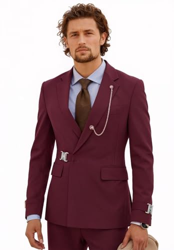 Men's 2 Pieces Suit Slim Fit Formal Blazer Pants Sets Wedding Prom Tuxedo3