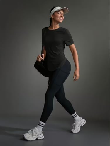 Image of Celary Woman's Activewear Gym T-Shirt|Korean Gym Workout T-Shirt|Lightweight Breathable Workout Gym Top|Breathable Round Neck T Shirts for Training, Running, Gym, Yoga, Badminton, Pickleball