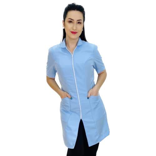 Jaleco Oxford Zíper Manga Curta Azul Bebê Cor:Azul Bebê;Tamanho:GG