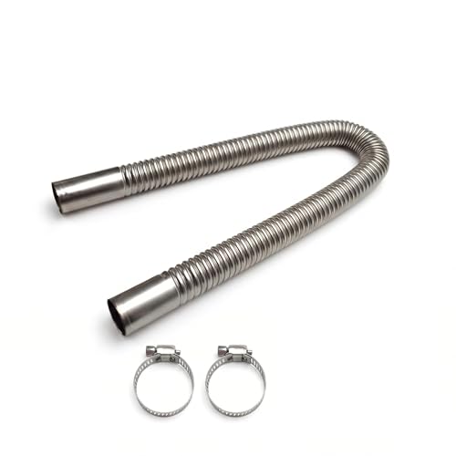 Image of MOAYZRO 23.6 Inches Stainless Steel Exhaust Hose, Flexible Exhaust Pipe with 2 Hose Clamps, Exhausts Tubing Extension Kit, Universal Generator Exhaust Hose for Air Heater Fuel Tank (Silver)