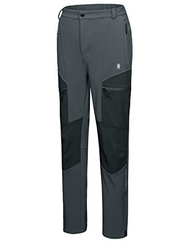 Little Donkey Andy Women's Fleece Lined Hiking Ski Snow Pants, Winter Windproof Softshell Pants, Warm and Water Repellent Dark Gray S