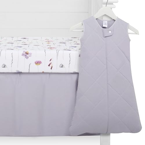 Image of Evolur Be Wild 3 Piece Crib Bedding Set, Machine Washable, Soft and Breathable Toddler Bedding Set, Includes Fitted Sheet, Wearable Blanket and Crib Skirt