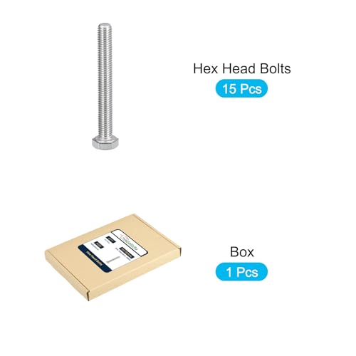 Image of METALLIXITY Hex Bolts (M8-1.25x65mm) 15Pcs, 304 Stainless Steel Coarse Fully Threaded Hex Head Screw Bolt Machine Screws - for Furniture Repair, Silver