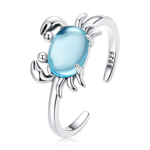 Bague crabe en opale bleue réglable pour vos looks de plage d'été