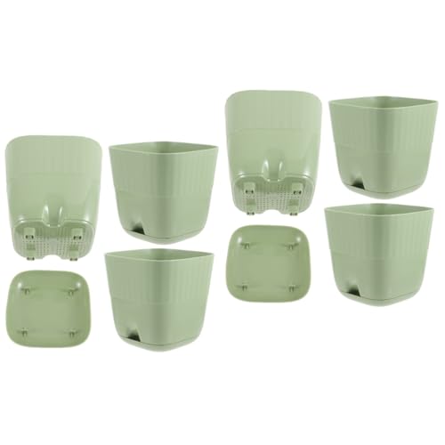 POPETPOP 2 Juegos Plantas Interior Planta Interior Plant Pot Regadera Plantas De Interior Hogar Macetas Suculentas Macetero De Plástico con Autorriego El Plastico Light Green 3 Piezas * 2