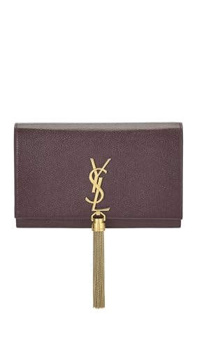 YSL Grainy Kate Tassel Wallet on Chain Bag, Burgundy/Purple