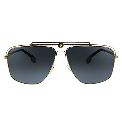 Versace Man Sunglasses Gunmetal Frame, Light Grey Mirror Black Lenses, 61MM2
