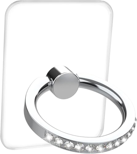 Image of KolorFish Transparent Phone Ring Stand Holder Mobile Phone Ring Holder Finger Grip 360 Degree Rotation (Bling Silver Square)