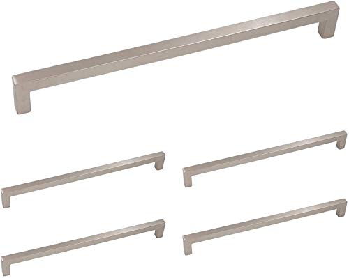 30 Pack homdiy 11 Inch Brushed Nickel Cabinet Pulls Square Cabinet Handles - Modern Kitchen Cabinet Handles Stainless Steel Cabinet Hardware for Drawer, Cupboard