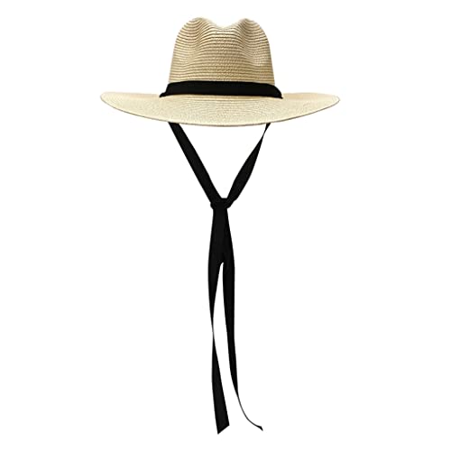 Chapeau Panama en paille été soleil plage jardin lanière vent