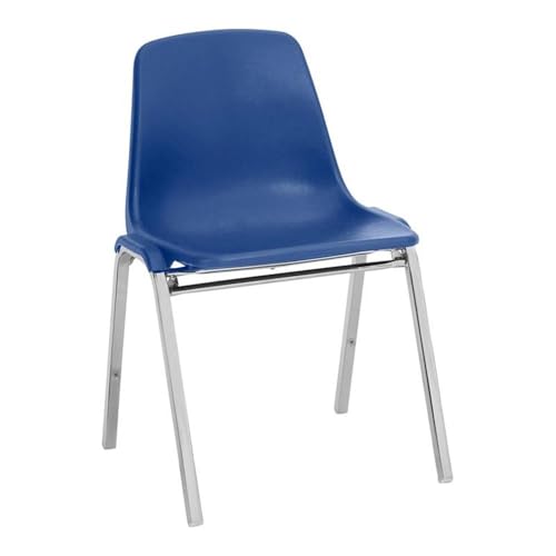 Pemberly Row 31" Modern Metal Poly Shell Stacking Chair in Blue