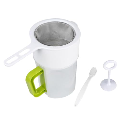 BIUDECO Taza Filtro de Alimentos con Malla de Acero Inoxidable Resistente al Calor para Colar Leche de Soja Jugos y Bebidas Vegetales Incluye Cepillo y Filtro Adicional de Mallas Práctico