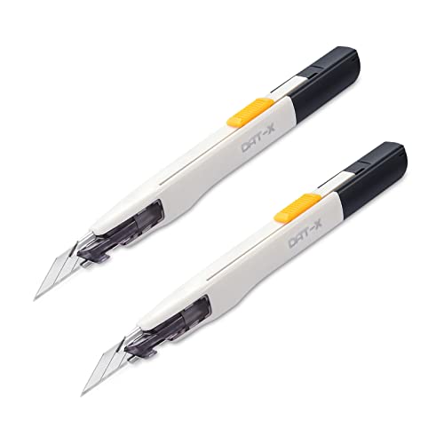 Utility Knife, 2-Pack DAT Series-X Portable Box Cutter, Fine Point Arts and Crafts Blade for Precision Cutting, with 20 Blade Pieces (White, 2 Cutters)