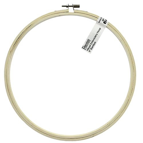Image of Essentials By Leisure Arts Wood Embroidery Hoop 9 inch Bamboo - Wooden Hoops for Crafts - Embroidery Hoop Holder Cross Stitch Cross Stitch Hoops and Frames