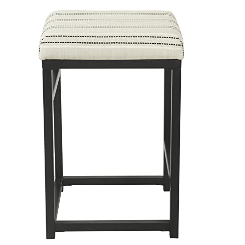 Image of HomePop Metal Frame Counter Stool, 24-Inch, Black & White Stripe