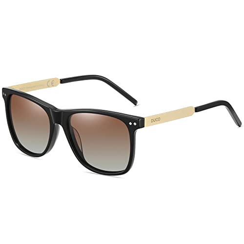 Image of DUCO Retro Square Polarized Sunglasses for Men Women Sun Glasses Acetate Frame 100% UV Protection 2143