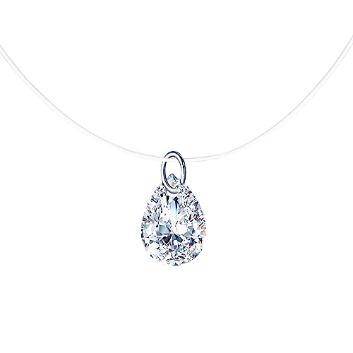 Yumilok Collier Pendentif Diamant en Argent 925 pour Femmes Filles Collier Ras-du-cou Élégant Serti de Zircon Brillant Collier Clavicule avec Chaîne de...