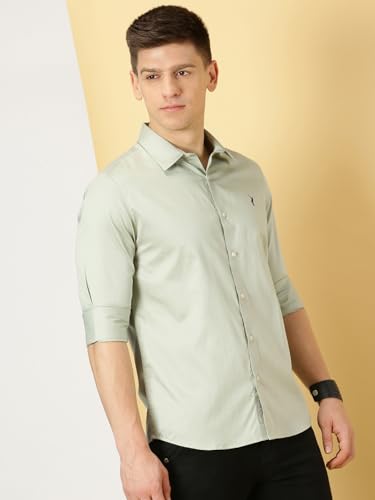 Image of Thomas Scott Men's | Solid | Full Sleeve | Slim Fit | Cotton Blend | Spread Collar | Casual Shirt