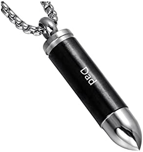 Personalised Stainless Steel Bullet Shape Cremation Pendant Necklace Urn Necklaces for Human Pets Ashes Memorial Relatives Pet Cat Dog Bar Necklace Keepsake Jewellery with Funnel Filling Kit