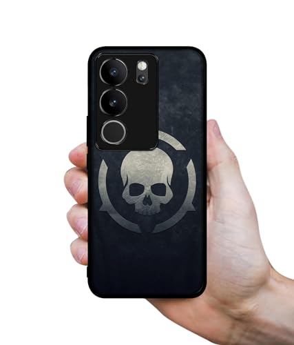Image of Skull Pattern Print Design Premium 2D Printed Metal Back Case Cover for Vivo V29 5G / V29 Pro 5G, Black