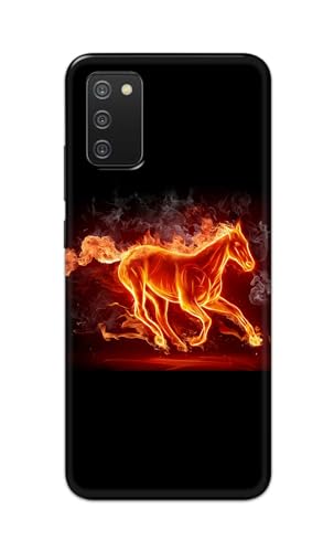 Image of PRINTFIDAA Printed Hard Back Cover Case for Samsung Galaxy M02s | Samsung A02s | Samsung F02s | Samsung A03s Back Cover (Fiery Horse) -112