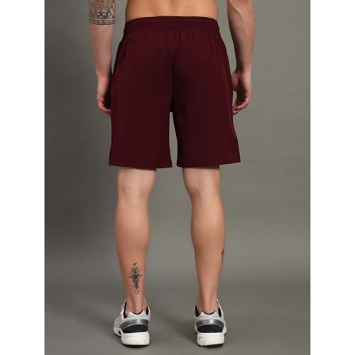 Image of ATICX Polyester Shorts for Men - Quick Dry Lightweight with Zipper Pockets - Gym, Running, Jogging, Training Half Pants for Basketball, Swimming, Badminton, Cycling, Football, Outdoor & Home Wear