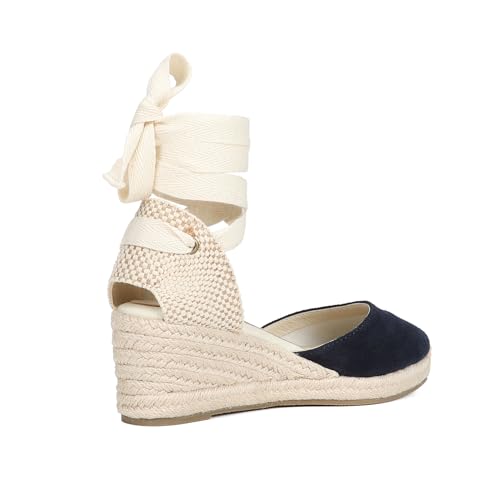 Image of Women's Espadrille Wedge Sandals Closed Toe Lace-Up Shoes