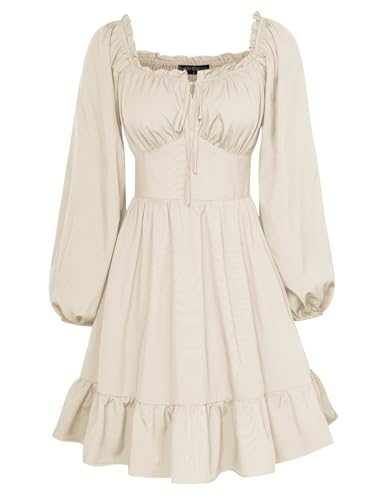 Image of Scarlet Darkness Women's Renaissance Off Shoulder Corset Mini Dress | Puff Sleeve, Lace-Up Front, Smocked, Flowy Fairy, Medieval, Peasant, Cottagecore, for Ren Faire, Pirate, Party, Daily