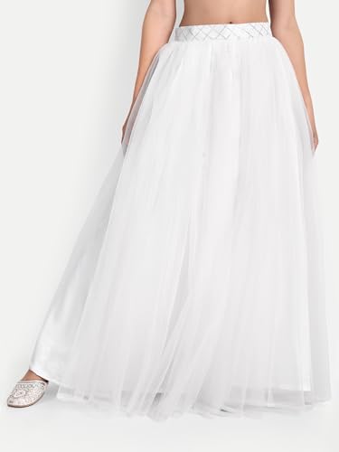 Image of TILISM Women's and Girls Solid Satin Long Skirt