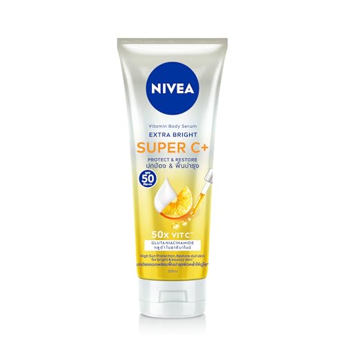 Nivea Extra Bright Super C+ Vitamin Body Serum Sunscreen, SPF50+ PA+++ Size 300 ml, 10.14 Oz (Pack Of 1)