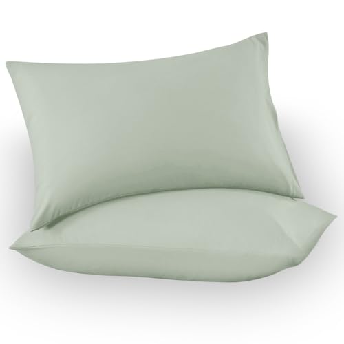 GC GAVENO CAVAILIA Microfiber Pillow Cases 2 Pack - Plain Dyed Housewife Pillowcases - Sage Green