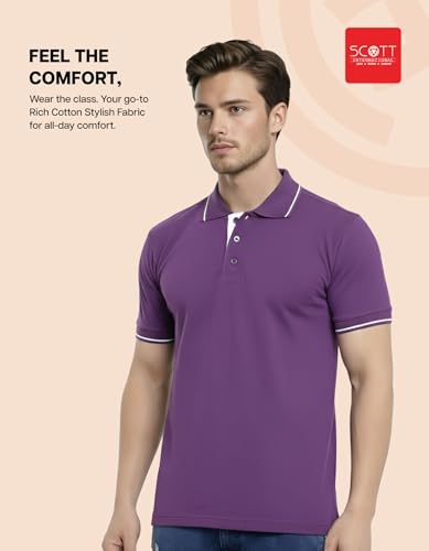 Image of Scott International Cotton Polo T Shirt | Collar Tshirts | Half Sleeves Plain T Shirt | T-Shirt |Tshirt for Men Stylish | Men's Tshirt