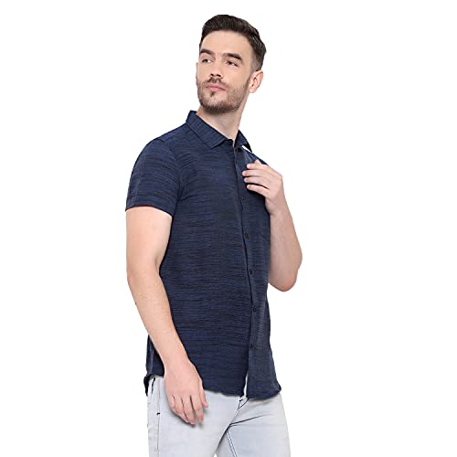 Image of LATEST CHIKAN Men's Cotton Blend Textured Half Sleeves Shirt