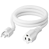 3-Foot 15 Amp Household AC Plug to 20 Amp T Blade Adapter Cable，14AWG 3-Foot 15 Amp to 20 Amp Plug Adapter Cord Nema 5-15P to 5-15R/5-20R 20Amp Comb AC Power Cord, White