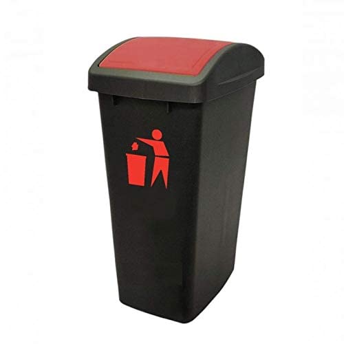 Image of Cello Plastic Swing-Lid Garbage Dustbin 48 Ltr, Red /Red - Combo Pack of 2