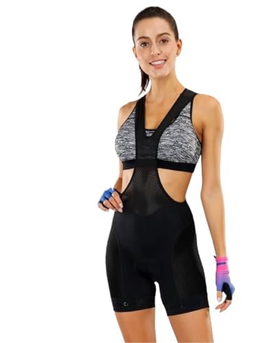 CGUOHU Salopette Ciclismo Donna Pantaloncini da Ciclismo Donna Corti Estivi Spugna 3D Morbida Antiurto Pad 6 Ore di Guida(3XL)