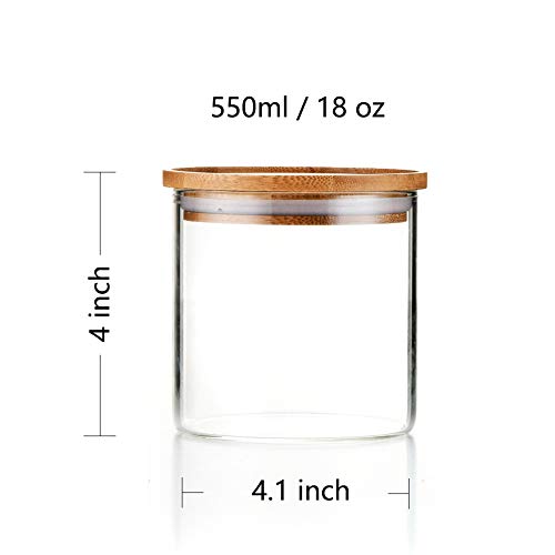 Sweejar Glass Food Storage Jar With Lids(18 Oz),Airtight Canisters Sets For Kitchen,Food Storage Container With Bamboo Lid For Serving Tea, Coffee, Spice And More(18 Oz)… #TOP1