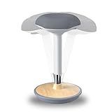 Ergonomic Wobble Stool, Standing Desk Chair Height Adjustable (22.6-32.5 Inch), Active Sitting Stool with 360° Swivel & Rocking Motion, Non-Slip Base for Home Office, Classroom, Light Wood