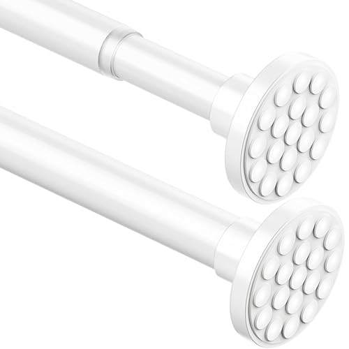 Curtain Pole, No Drilling, Extendable Telescopic Clothes Rail, Shower Curtain Rail, Extra Length Telescopic Rod Curtain for Bathroom, Bedroom, White (85-155CM, Φ32 mm)