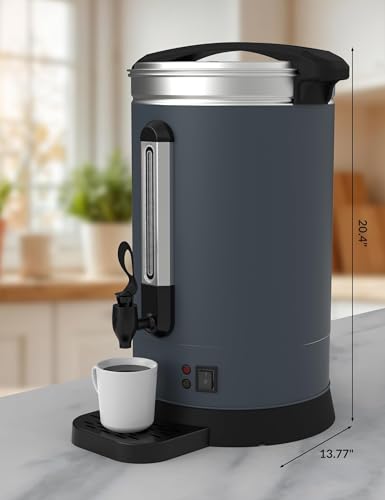 Image of Commercial Electric Coffee Urn, 80-Cup Capacity, 12L / 3.2 Gal Stainless Steel Coffee Maker with Double-Wall Insulation - Great for Catering, Events, Weddings, Parties & Buffets
