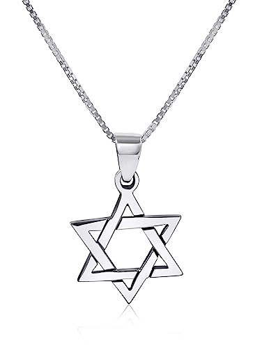 AJDesign Star of David Necklace Pendant 925 Sterling Silver Jewish Jewelry for Men Women Religious