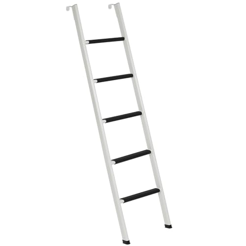 Image of Anti-Slip RV Bunk Ladder, 72in Integrated Heavy Duty Steel, White | Camper Bunk Bed Ladder with Anti-Slip Rubber Foot Pads and Hooks