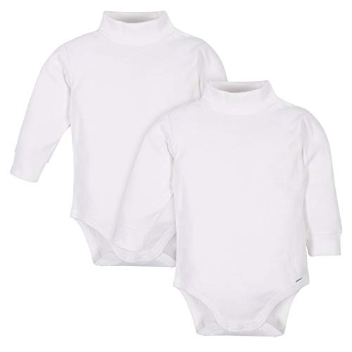 Gerber Bodysuits col roulé manches longues blanc 4T paquet 2