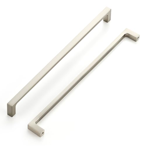 Image of Ravinte Brushed Nickel Kitchen Cabinet Solid Handles,10 Inch,5 Pack | Solid Zinc Alloy, Modern Slim Style, Square Design, Deep-Thread Firm Base, Screws Included, for Kitchen Drawers & Cupboards