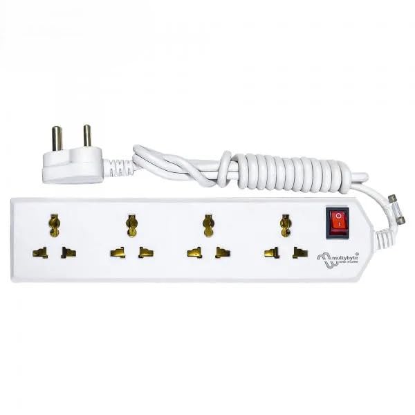 Image of Multibyte 4 Socket 1 Switch Power Saving Outlet Extension Board, High Speed, Fast Charging- Power Strip, Surge Protector, 4M Cable Shockproof Fire-Retardant, Multipurpose Use Spike for Home & Office