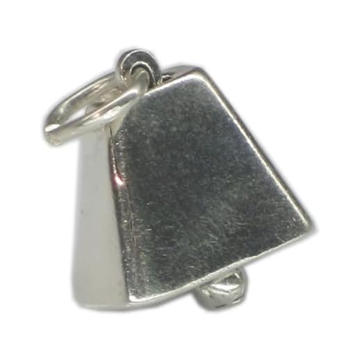 Charm de plata de ley con cencerro de aspecto antiguo .925 x 1 Charm de cencerro de campana de vaca