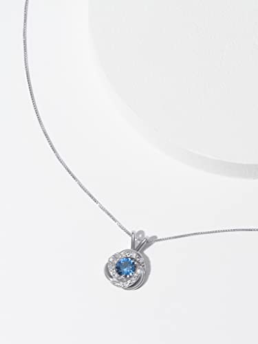 Amazon Essentials Created Gemstone and 1/10 CT TW Lab Grown Diamond Love Knot Pendant Necklace with Box Chain in Platinum Over Sterling Silver, 18"+ 2" Extender (previously Amazon Collection)3